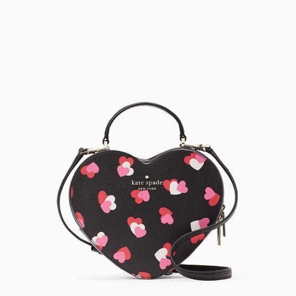 ♠️kate spade Love Shack Flutter Hearts Printed Heart Purse, Black Multi NWT - Picture 1 of 11